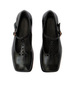 T STRAP MATILDA Cuero Croco Negro